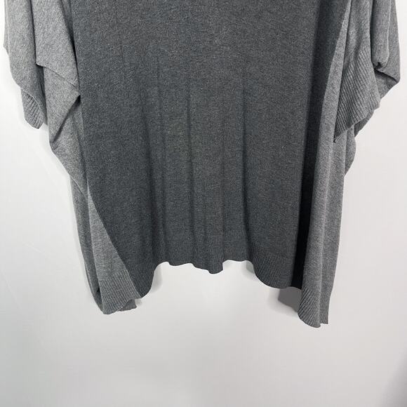 Eileen Fisher XLarge XL Two Tone Gray Colorblock Tunic Sweater VNeck Stretch - Picture 4 of 10